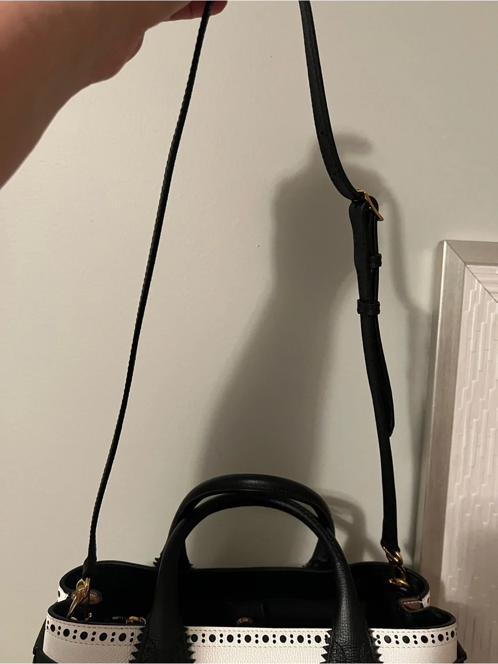Burberry Black & White Leather Tote